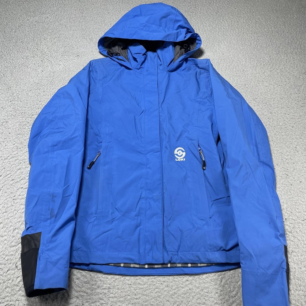 Loki Ski Jacket Mens XS Blue Hooded Water Resistant Wind Shell Outdoor Polyester